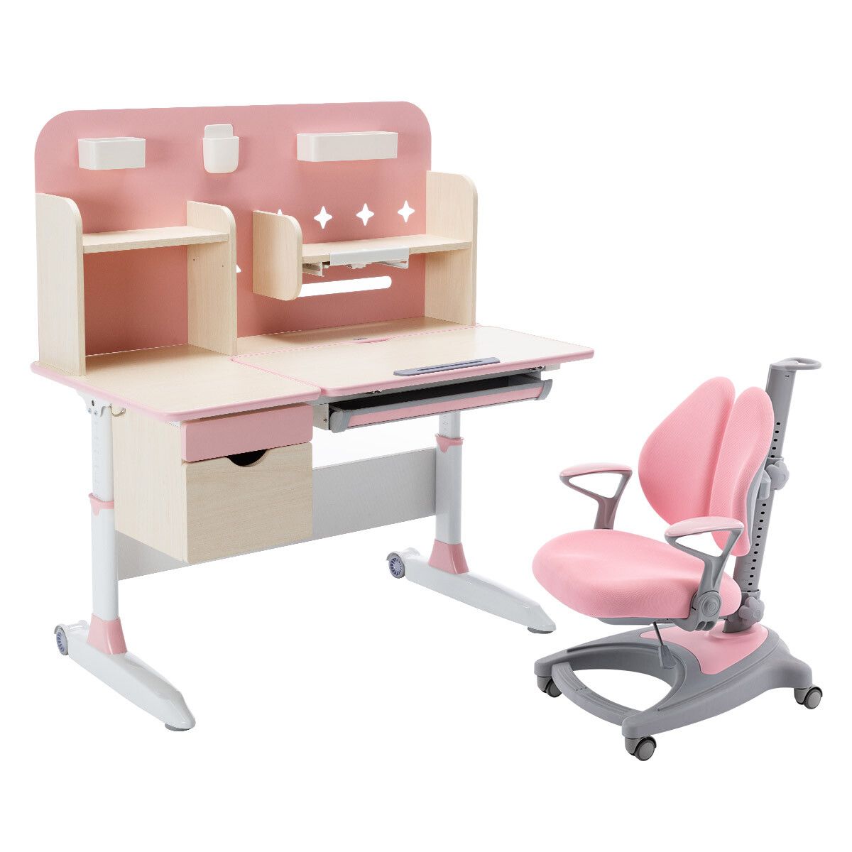 Childrens pink desk and chair online set