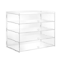 Cupcake Display Cabinet Acrylic Cake Bakery Shelf Unit Case 4 Tier Stand Model Donut Pastry Toy Showcase 5mm Thick Transparent