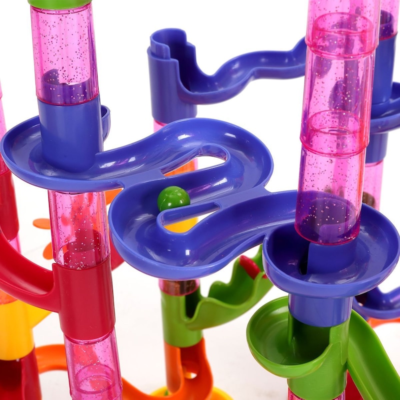 Buy 105 Piece Transparent Plastic Marble Run Playset - MyDeal