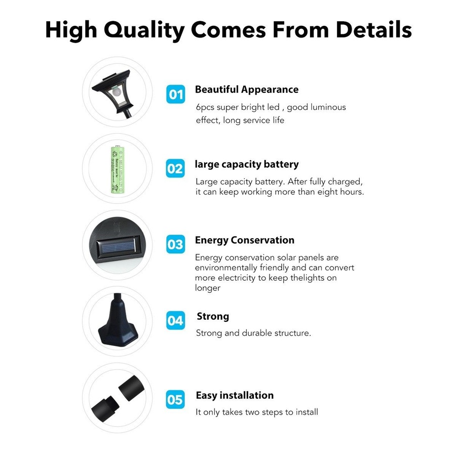 Deluxe Outdoor Solar Lights Garden Lamp Post