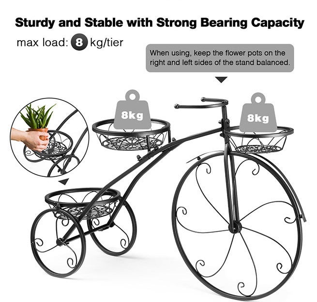 Buy 3 Tier Bicycle Shape Plant Stand Metal Flower Plant Pot Stand ...