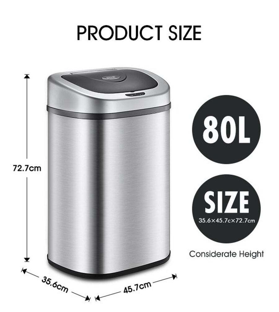 Buy 80L Dual Sensor Rubbish Bin Recycle Automatic Garbage Kitchen Waste ...