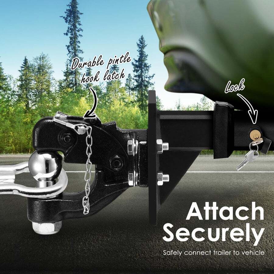 Buy 8T Pintle Hook Hitch Tow Ball Mount Adjustable Trailer Towing