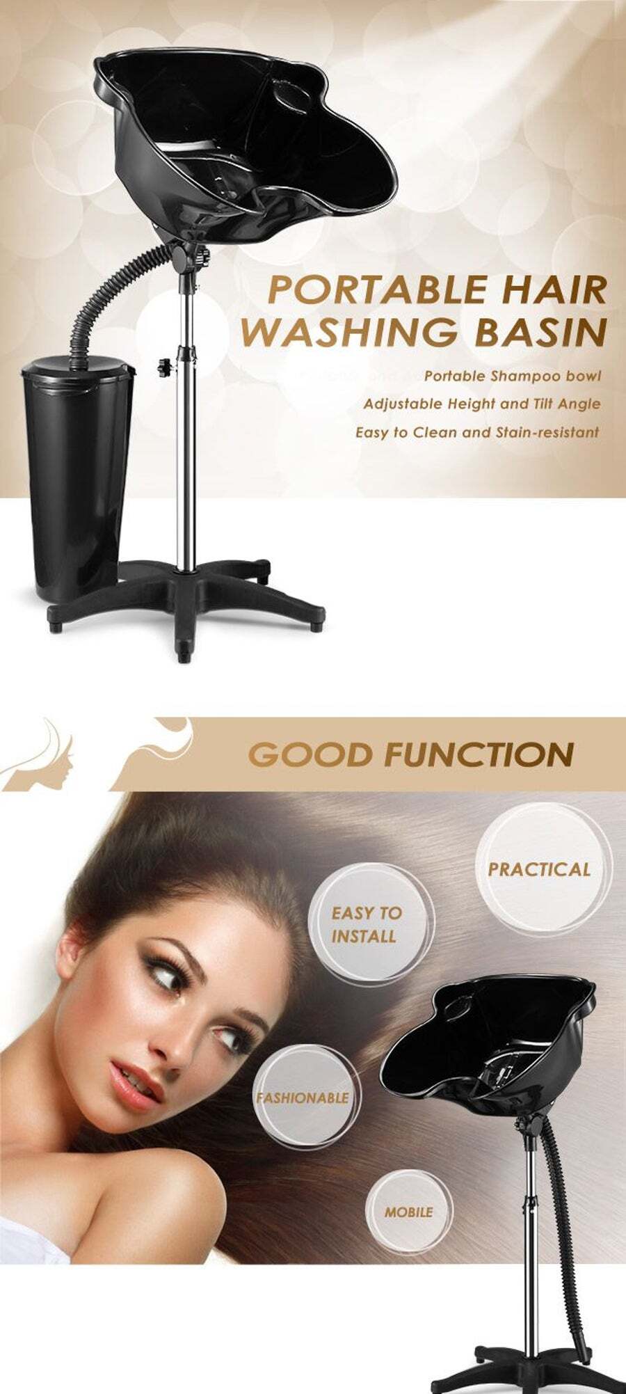 Buy Large Salon Basin Portable Shampoo Hairdressing Hair Wash Bowl