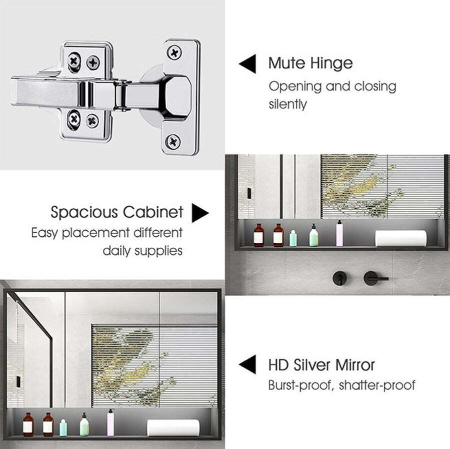 Buy Bathroom Mirror Cabinet LED Lighted Wall Storage Medicine Shaving ...