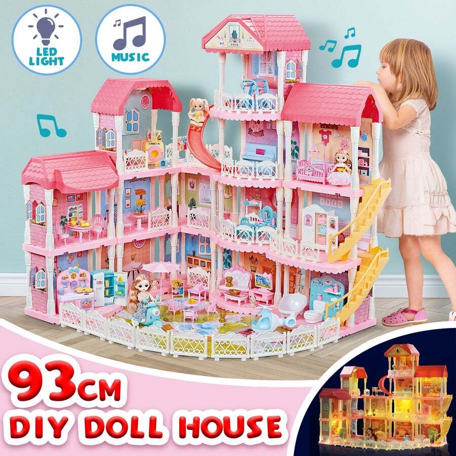 7 Rooms Huge Doll house Barbie Doll house With Realistic Lights