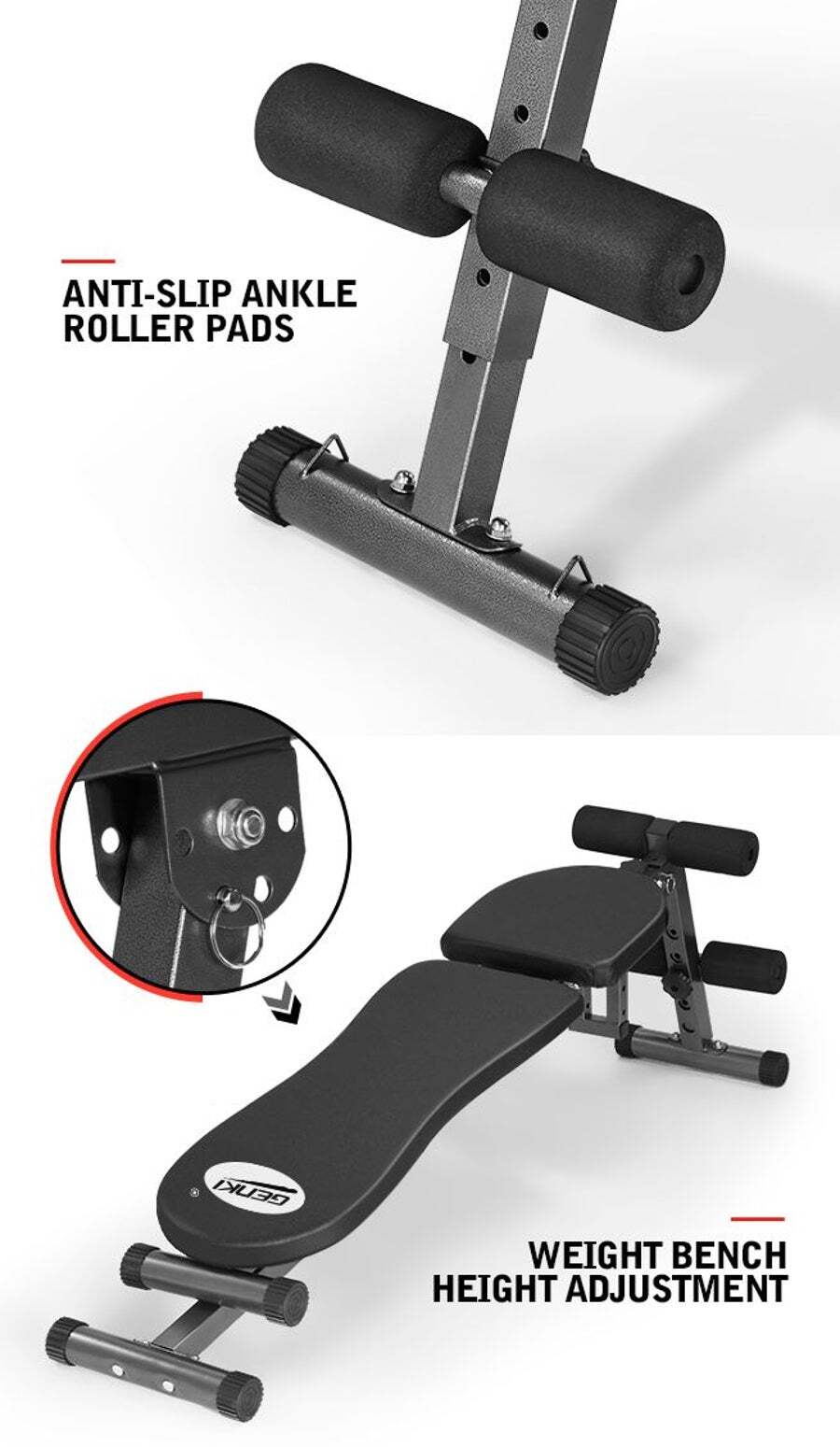 Buy Genki Adjustable Weight Bench Fitness FID Bench Home Gym Black MyDeal