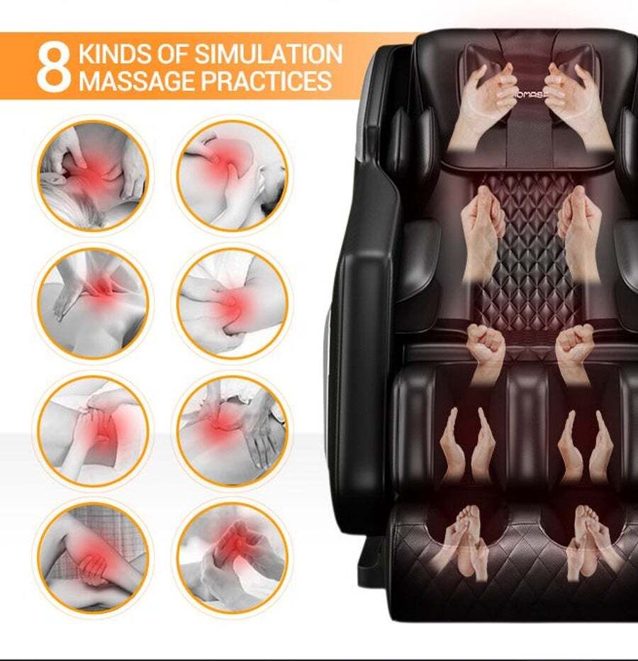 Homasa black full body massage chair zero gravity online recliner