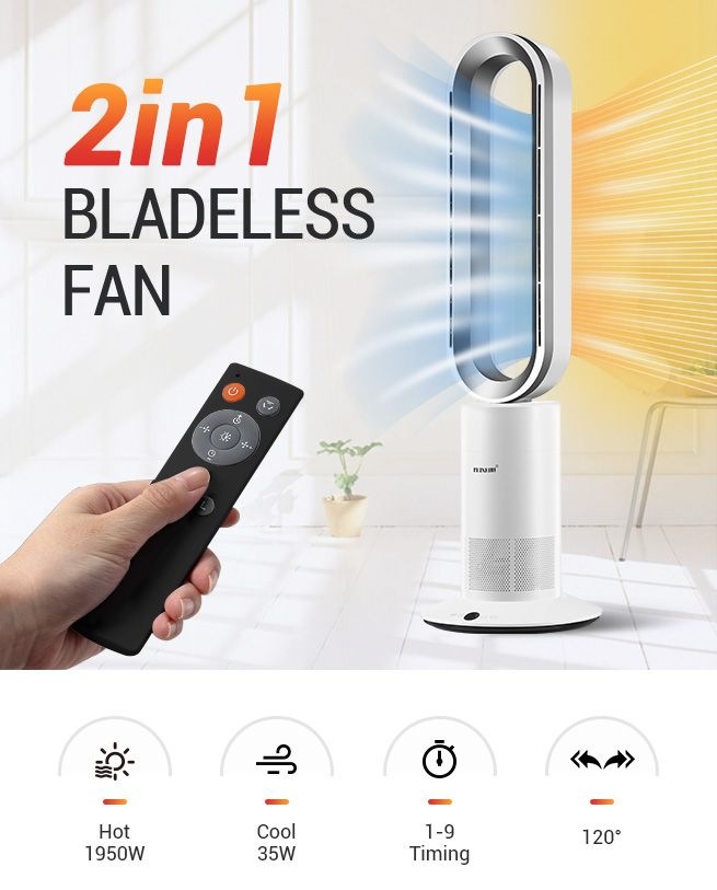 Buy Bladeless Tower Fan 2 In 1 Heater Cool Hot Oscillating