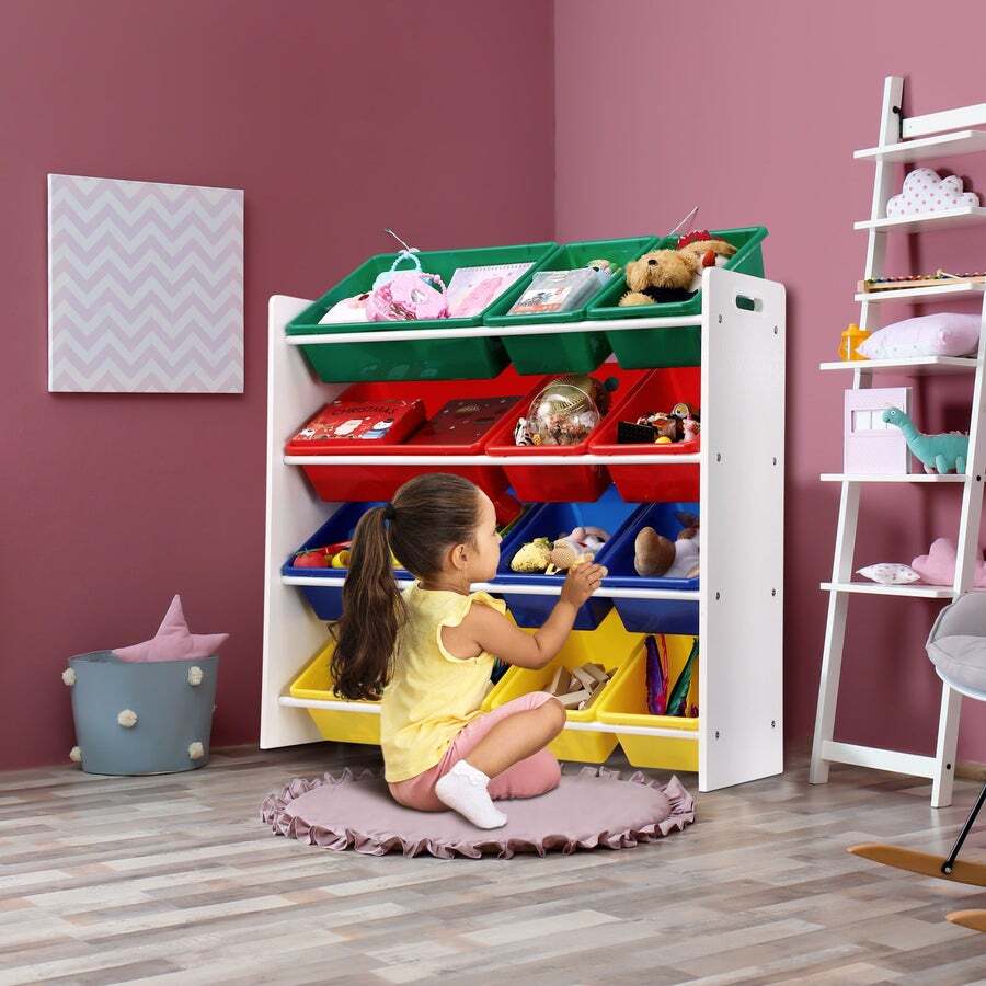 Buy Kids Toy Box Bookshelf Storage Rack Organiser Display Shelf 4 Tier
