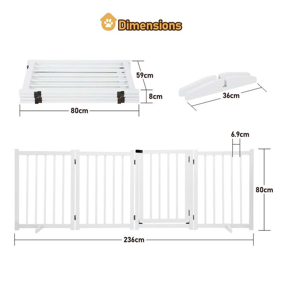 Buy Pet Safety Gate 4 Panel Puppy Playpen Wood Enclosure Security Fence