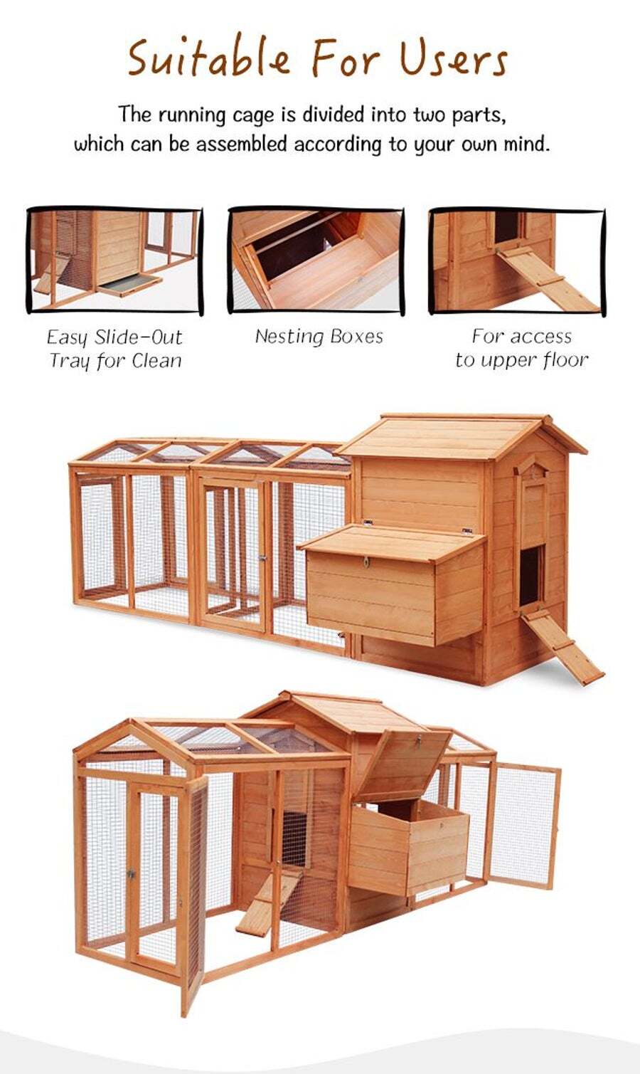 Buy Petscene 284cm Wood Chicken Rabbit Coop Hen House Hutch Poultry