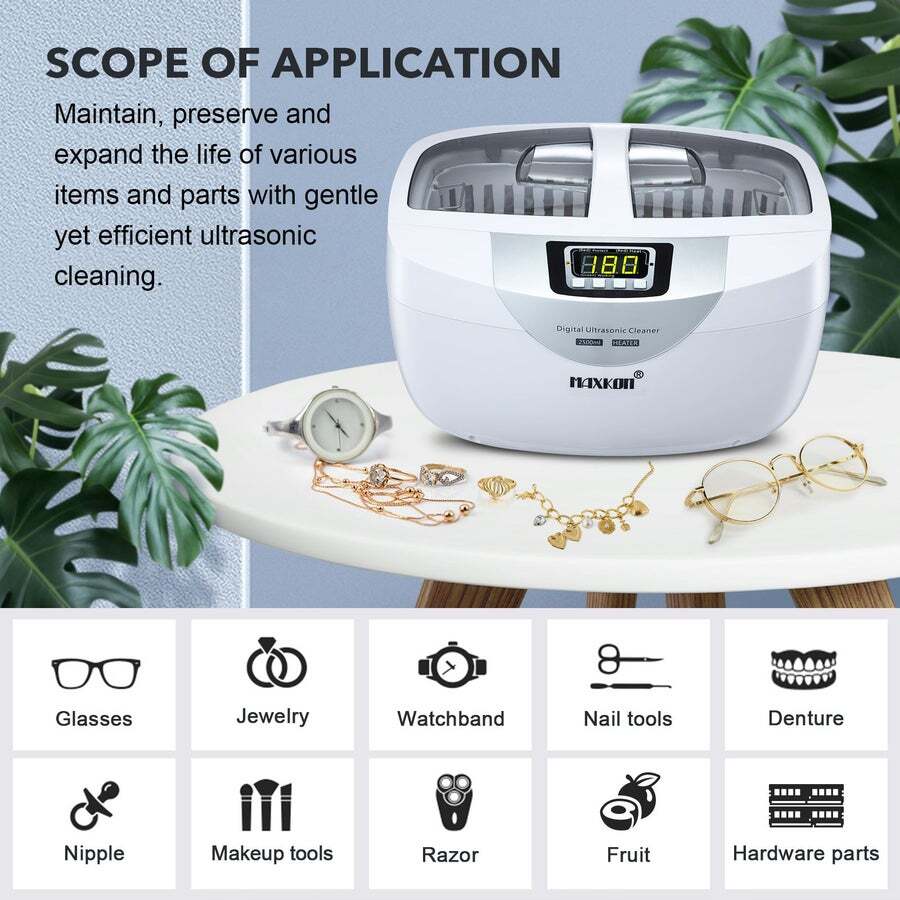 Buy MAXKON 600ml Ultrasonic Cleaner Rings Watches Dentures Glasses  Jewellery Cleaning - MyDeal