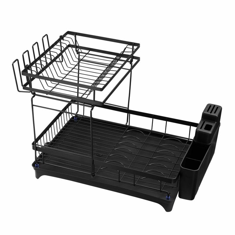 Oture Dish Drying Rack,2 Tier Dish Racks with Tray, Cup Utensil