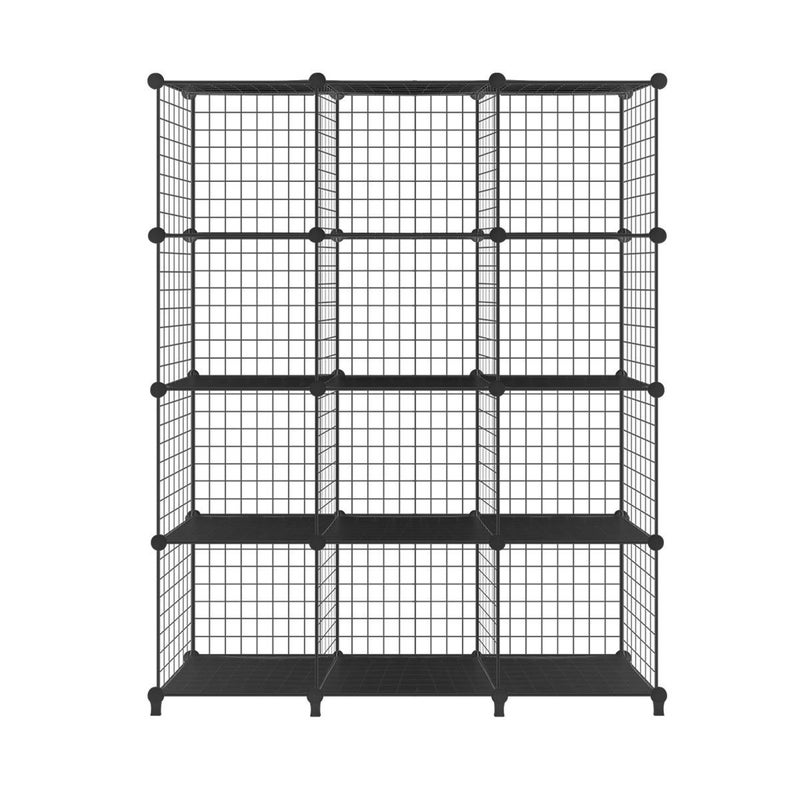 Diy Metal Wire Cube Storage 12 Cubes, Black Metal Cube Shelving Unit