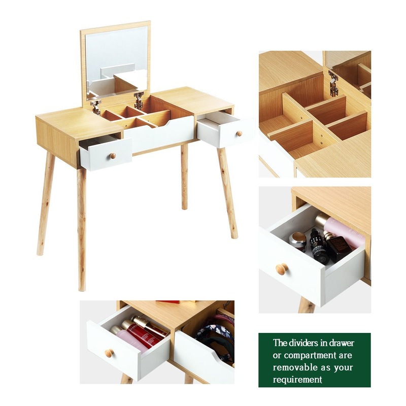 Buy Dressing Table Stool Combo w/ Flip Top Mirror Hidden Storage MyDeal