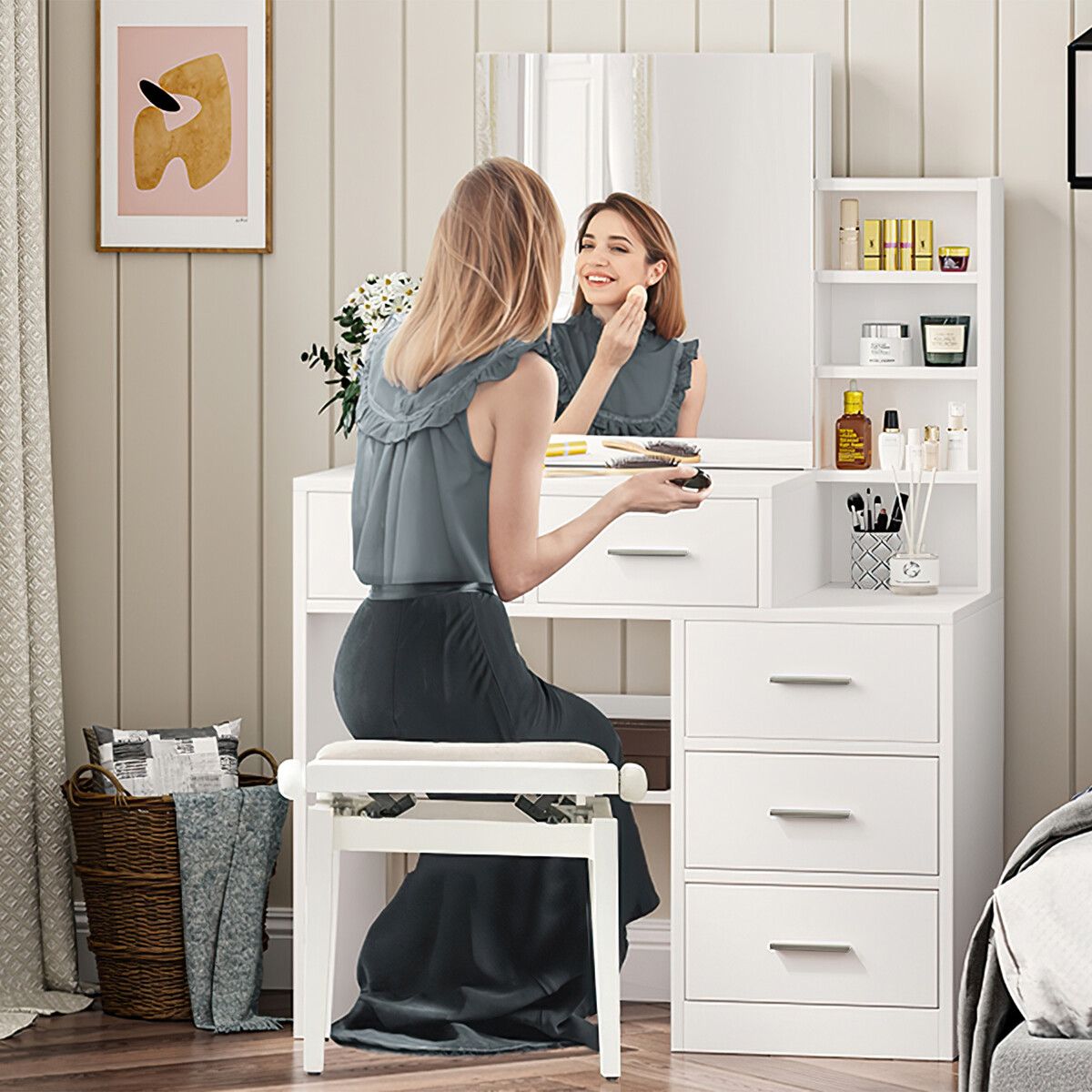 Makeup mirror on sale with drawers