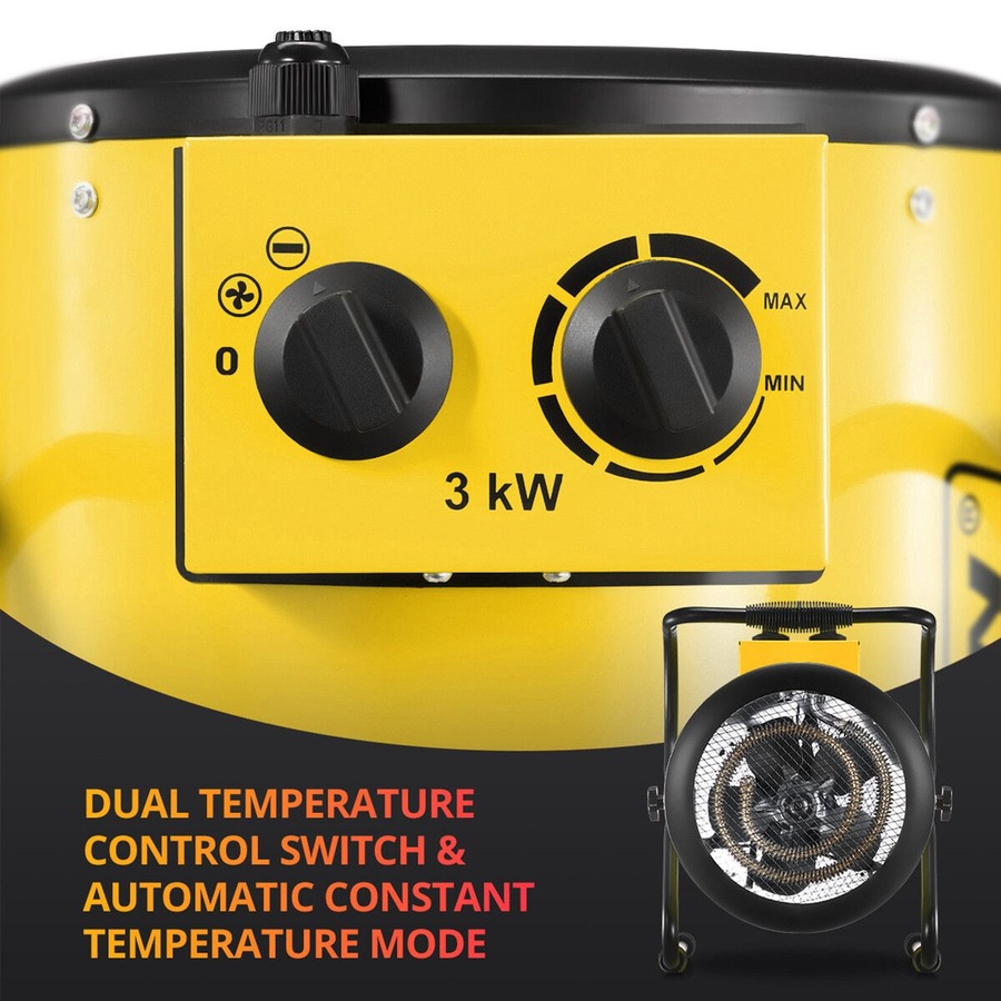 Electric Fan Heater Industrial Portable Room Space Carpet Dryer 3000W Hot Air Blower 2IN1 for Workshop Warehouse Office Fast Heating SAA Free Standing