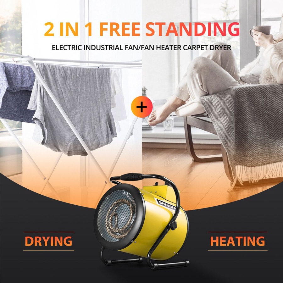 Electric Fan Heater Industrial Portable Room Space Carpet Dryer 3000W Hot Air Blower 2IN1 for Workshop Warehouse Office Fast Heating SAA Free Standing
