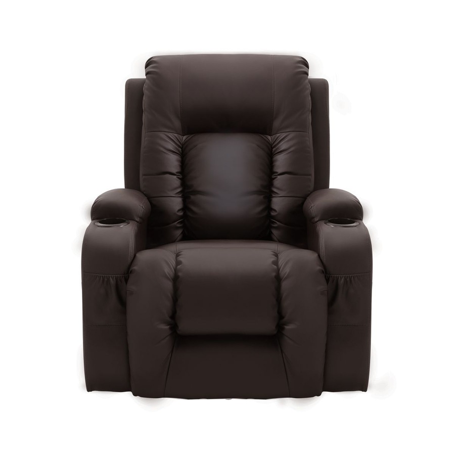 Massage Chair Rocking Armchair Recliner Sofa Heated Seat 360 Degree Swivel Brown