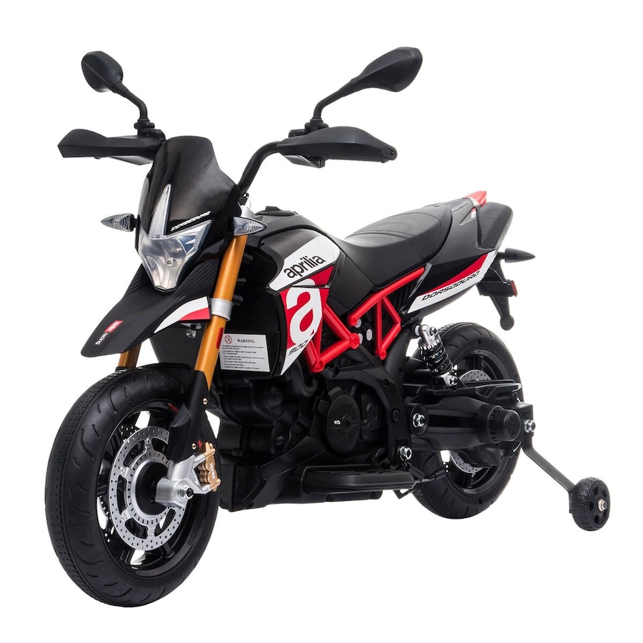 Electric Motorbike Ride On Car Toy Off Road Vehicle Motorcycle Dirt Bike Bicycle Licensed 12V Powered Training Wheels LED Music Aprilia Dorsoduro 900