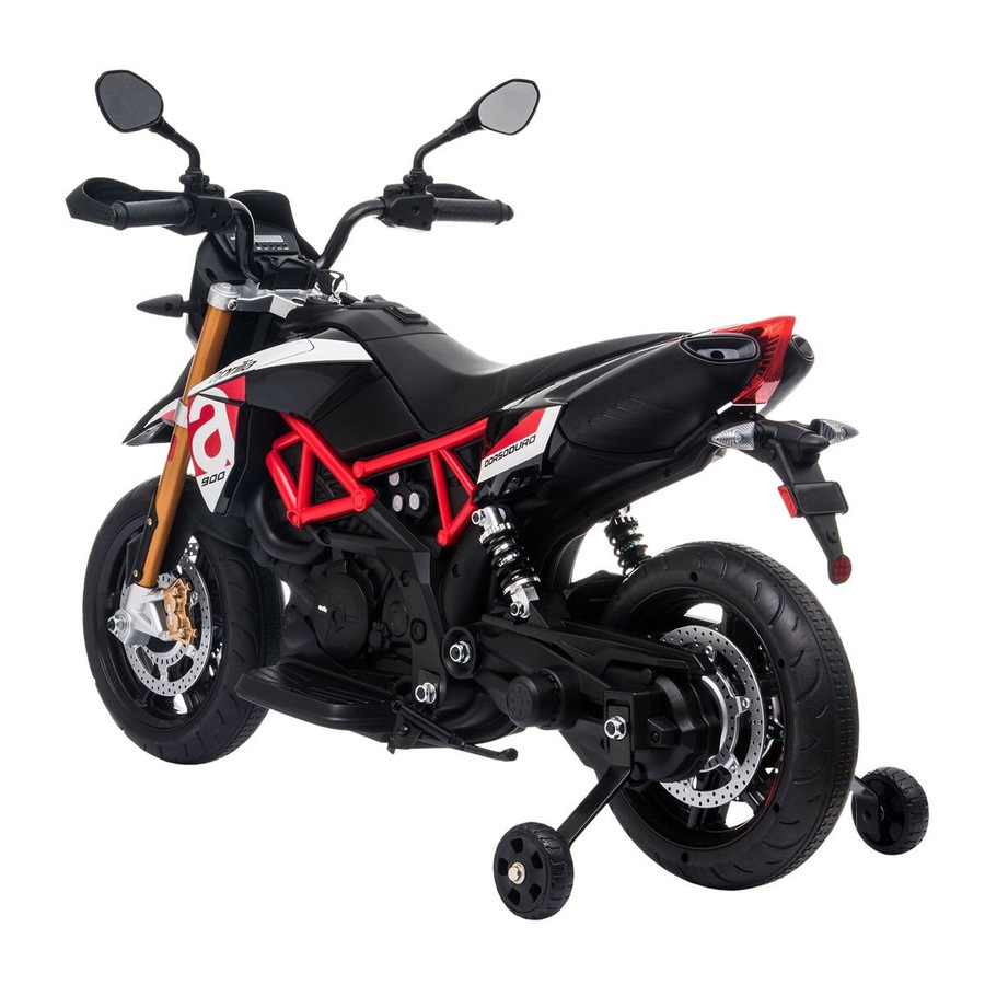 Electric Motorbike Ride On Car Toy Off Road Vehicle Motorcycle Dirt Bike Bicycle Licensed 12V Powered Training Wheels LED Music Aprilia Dorsoduro 900