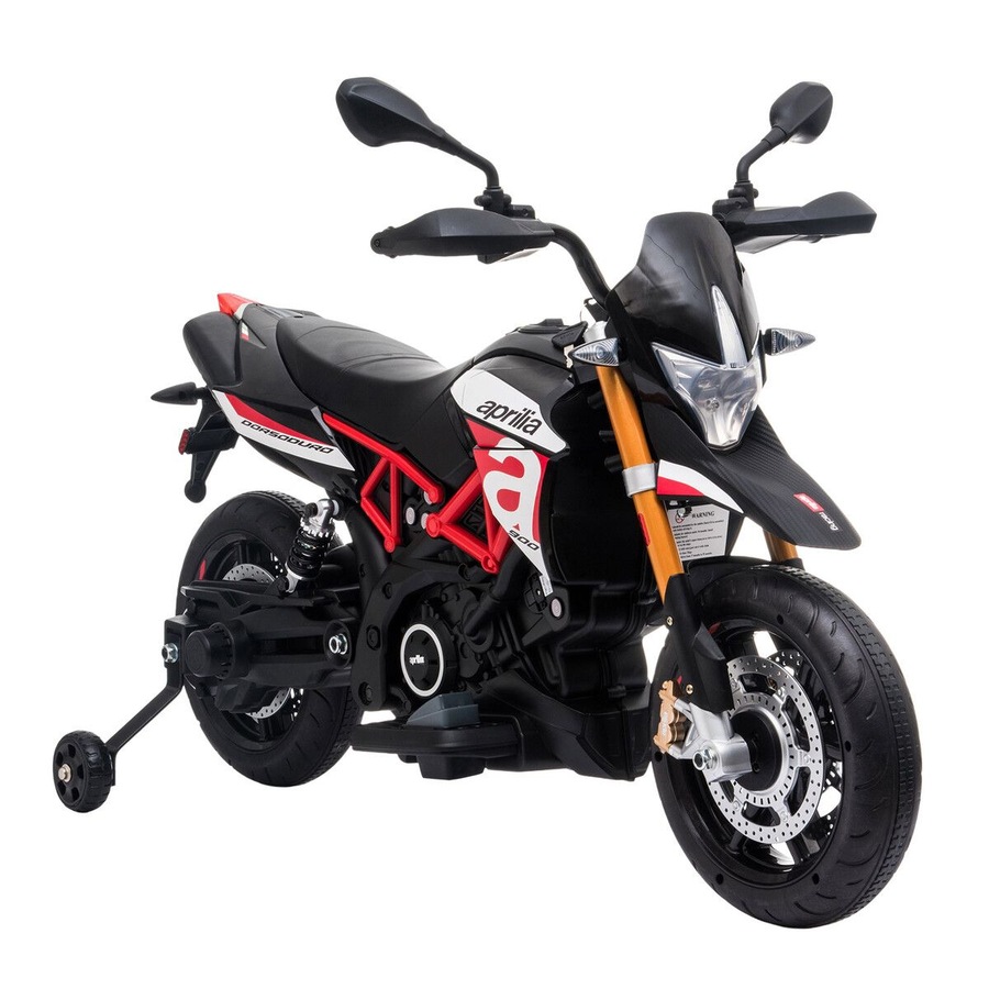 Electric Motorbike Ride On Car Toy Off Road Vehicle Motorcycle Dirt Bike Bicycle Licensed 12V Powered Training Wheels LED Music Aprilia Dorsoduro 900