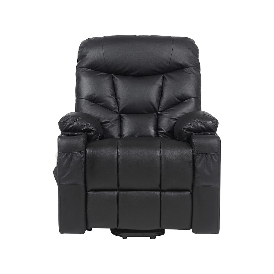 Electric Recliner Chair Lift Massage 8 Point Heated Massaging Lounge Sofa Leather Armchair Power Riser Assist Senior Elderly Aged Care Single Black