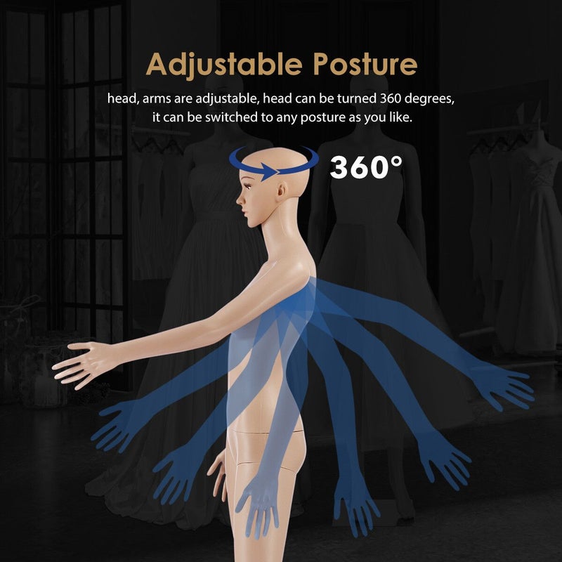 Buy Female Mannequin Full Body Manikin Torso Display Stand Dress Form 175CM  Adjustable Detachable Skin Tone - MyDeal