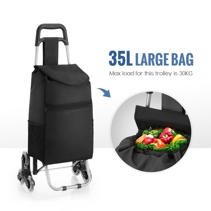 Buy Foldable Aluminium Shopping Cart Trolley Dolly Bag w/ Tri Wheels