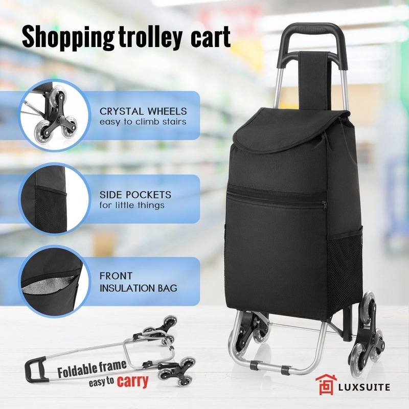 Buy Foldable Aluminium Shopping Cart Trolley Dolly Bag w/ Tri Wheels