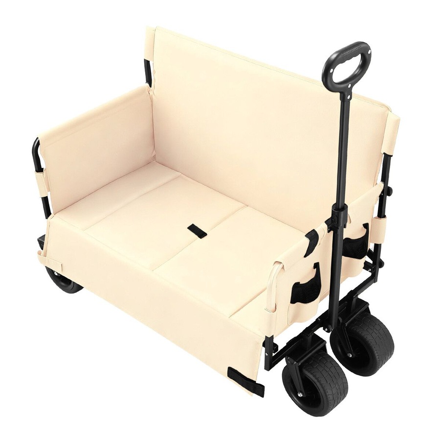 Foldable Beach Trolley Cart Wagon Utility Trailer Garden Outdoor Picnic Camping Shopping Luggage Sports Market Barrow Grocery Collapsible Wheels 150kg