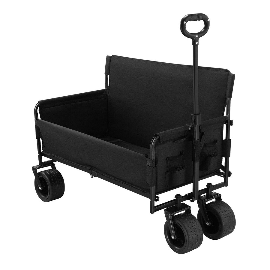 Foldable Beach Trolley Wagon Cart Utility Trailer Garden Outdoor Picnic Camping Shopping Luggage Sports Market Barrow Grocery Collapsible Wheels 150kg