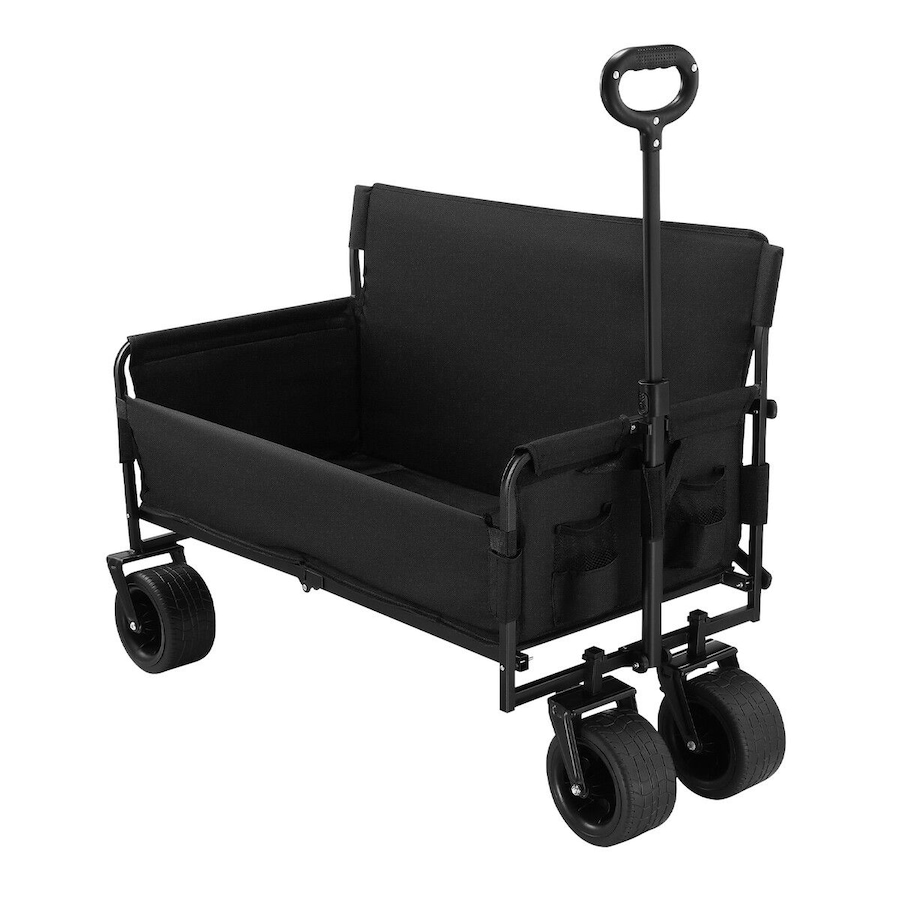 Foldable Beach Trolley Wagon Cart Utility Trailer Garden Outdoor Picnic Camping Shopping Luggage Sports Market Barrow Grocery Collapsible Wheels 150kg