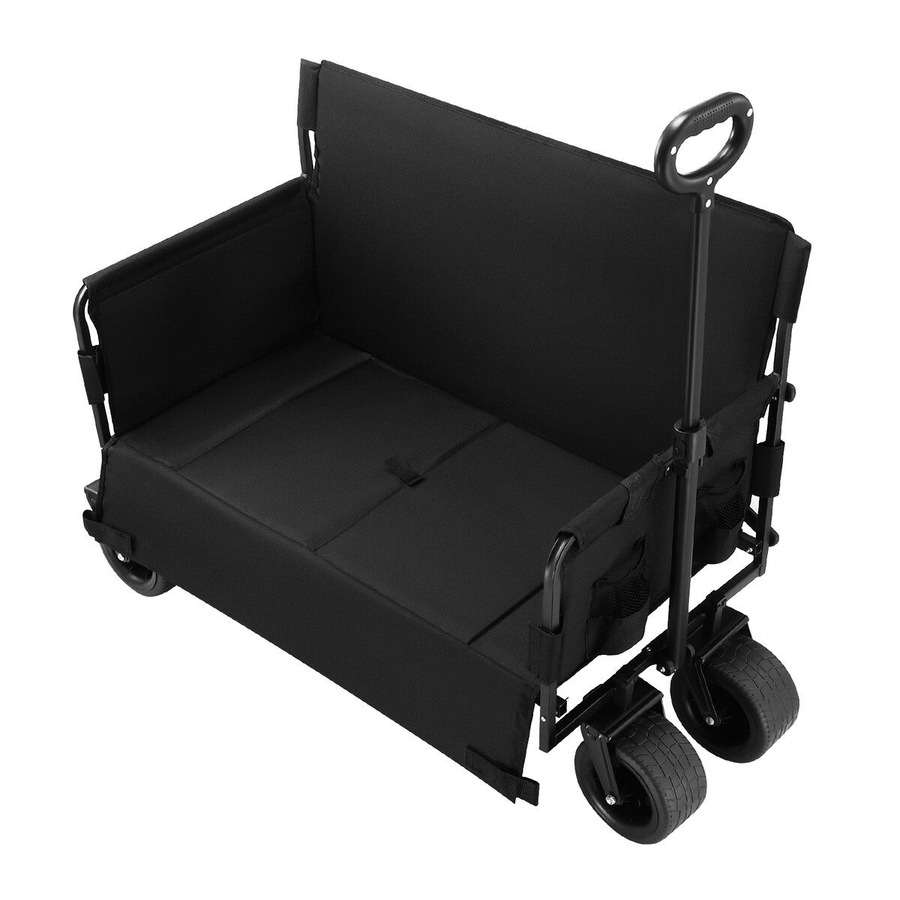 Foldable Beach Trolley Wagon Cart Utility Trailer Garden Outdoor Picnic Camping Shopping Luggage Sports Market Barrow Grocery Collapsible Wheels 150kg