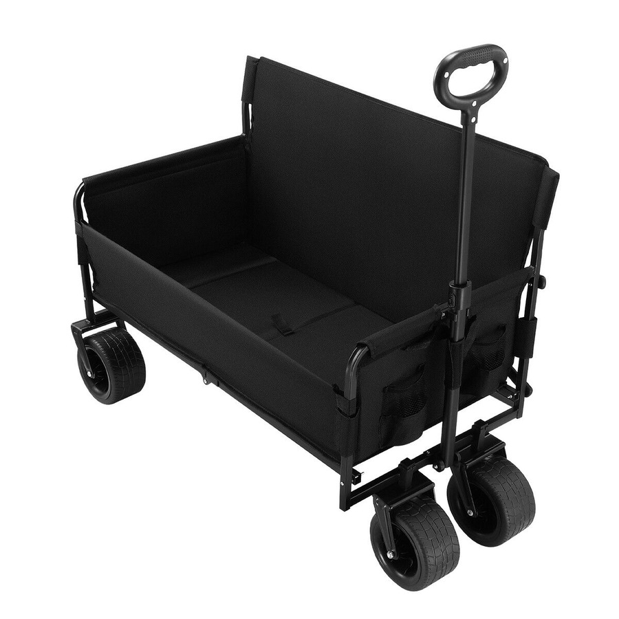 Foldable Beach Trolley Wagon Cart Utility Trailer Garden Outdoor Picnic Camping Shopping Luggage Sports Market Barrow Grocery Collapsible Wheels 150kg