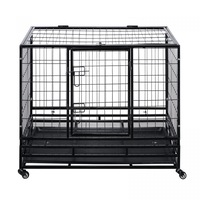 Dog Crate Kennel House Rabbit Hutch Cat Pet Cage Playpen Furniture Puppy Bunny Enclosure Carrier Foldable with Lockable Wheels