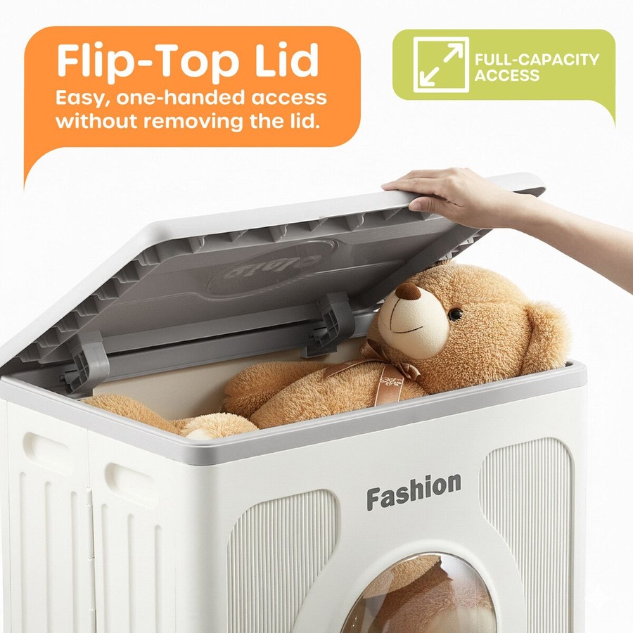 Foldable Storage Box Bin Large Plastic Collapsible Container Organiser Home Playroom for Kids Toys Stuffed Animal Clothes Bedding with Lid Wheels 145L