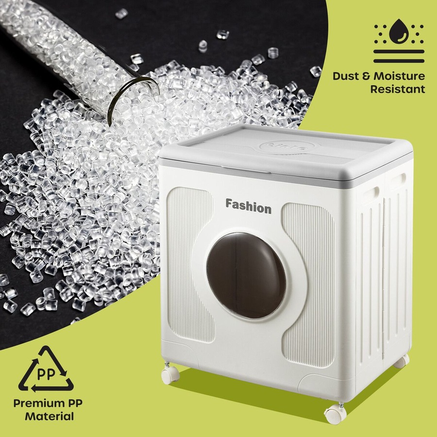 Foldable Storage Box Bin Large Plastic Collapsible Container Organiser Home Playroom for Kids Toys Stuffed Animal Clothes Bedding with Lid Wheels 145L