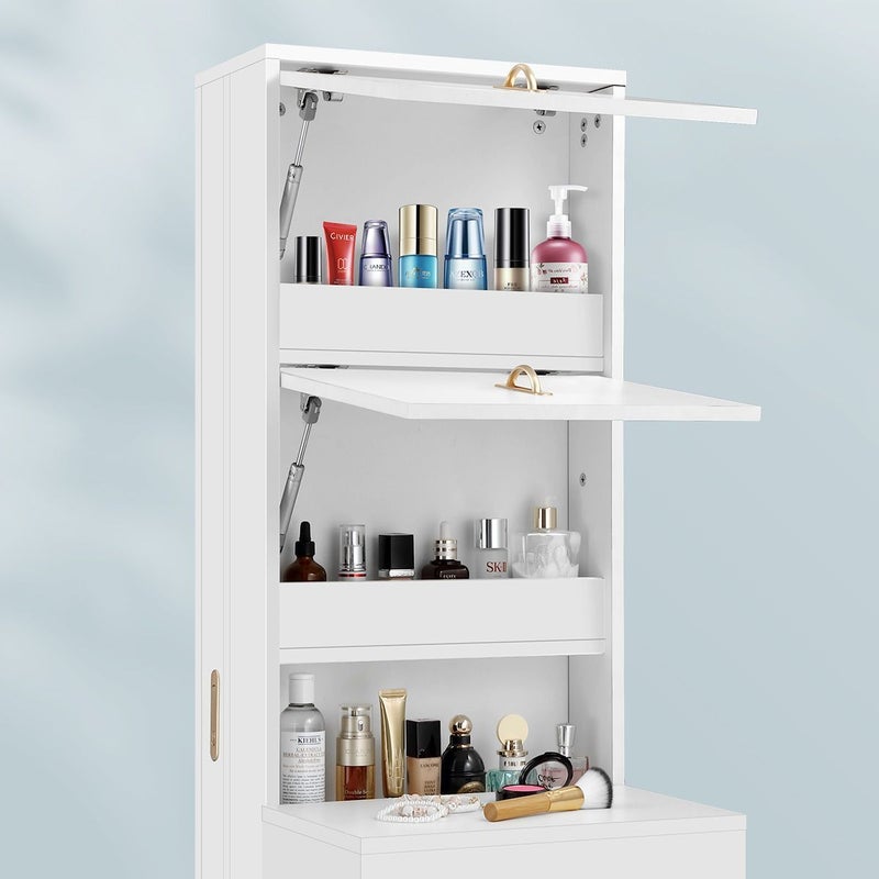 Freestanding Wooden Dressing Cabinet, Free Standing Dressing Table Mirror With Storage