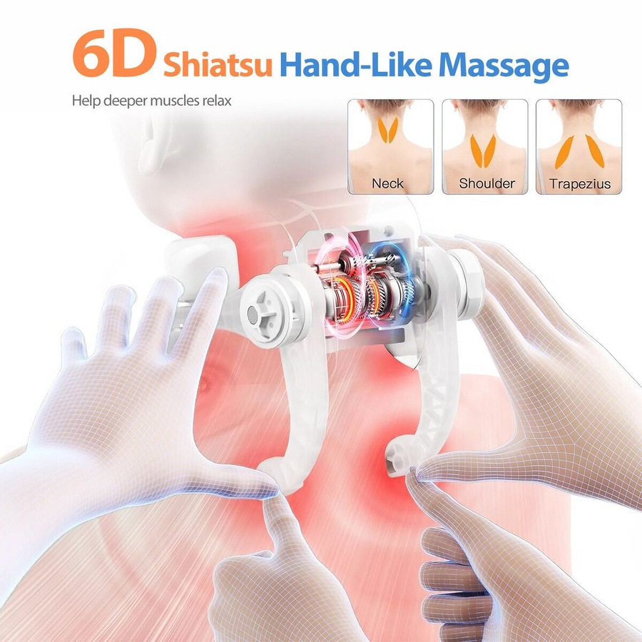 Full Body Massage Cushion Chair Back Neck Massager Seat Shiatsu Massaging Pad Vibration Heat Kneading Rolling with Remote Pillow Homasa