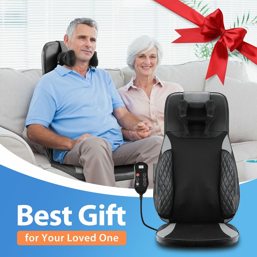 Full Body Massage Cushion Chair Back Neck Massager Seat Shiatsu Massaging Pad Vibration Heat Kneading Rolling with Remote Pillow Homasa