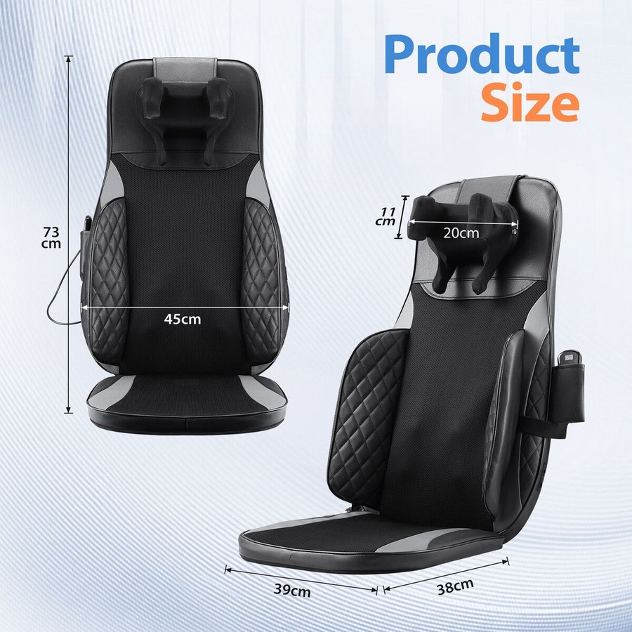Full Body Massage Cushion Chair Back Neck Massager Seat Shiatsu Massaging Pad Vibration Heat Kneading Rolling with Remote Pillow Homasa