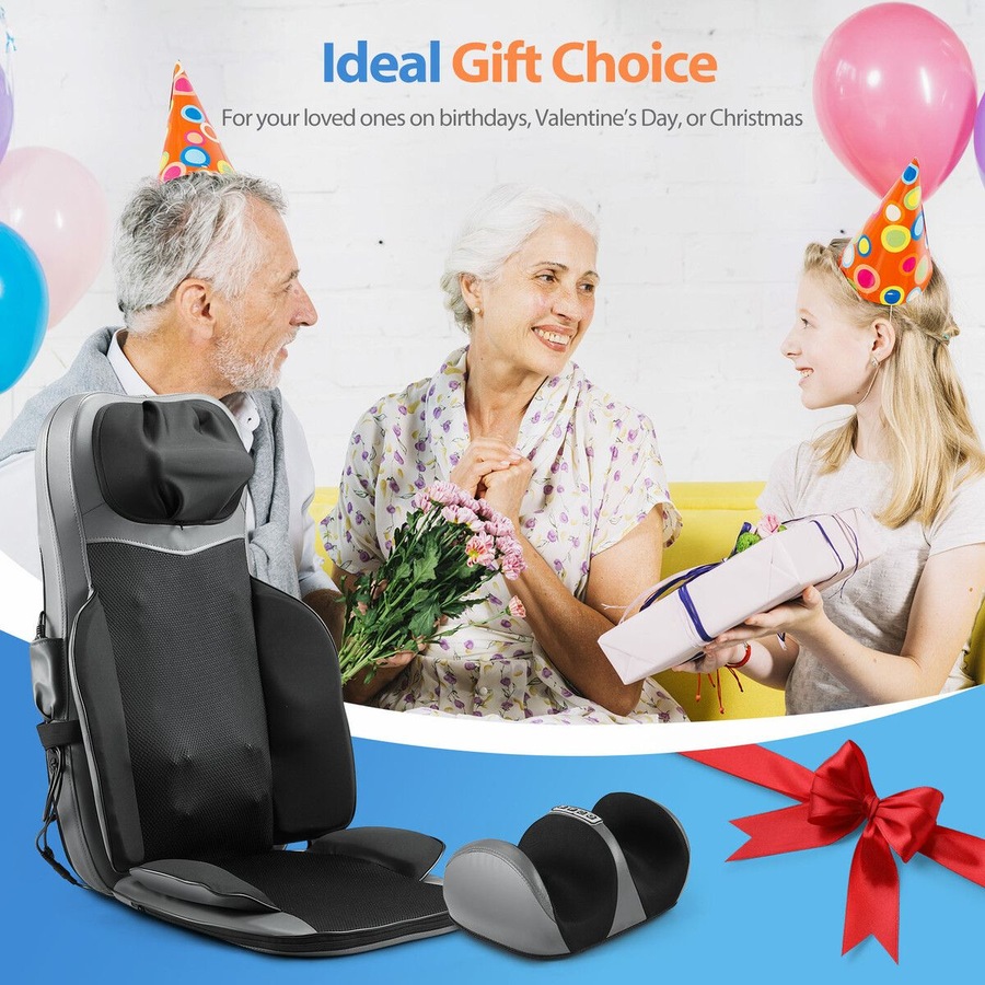 Full Body Massage Cushion Chair Shiatsu Back Neck Massaging Pad Seat Heat Vibration Rolling Kneading with Foot Massager Remote Pillow Homasa