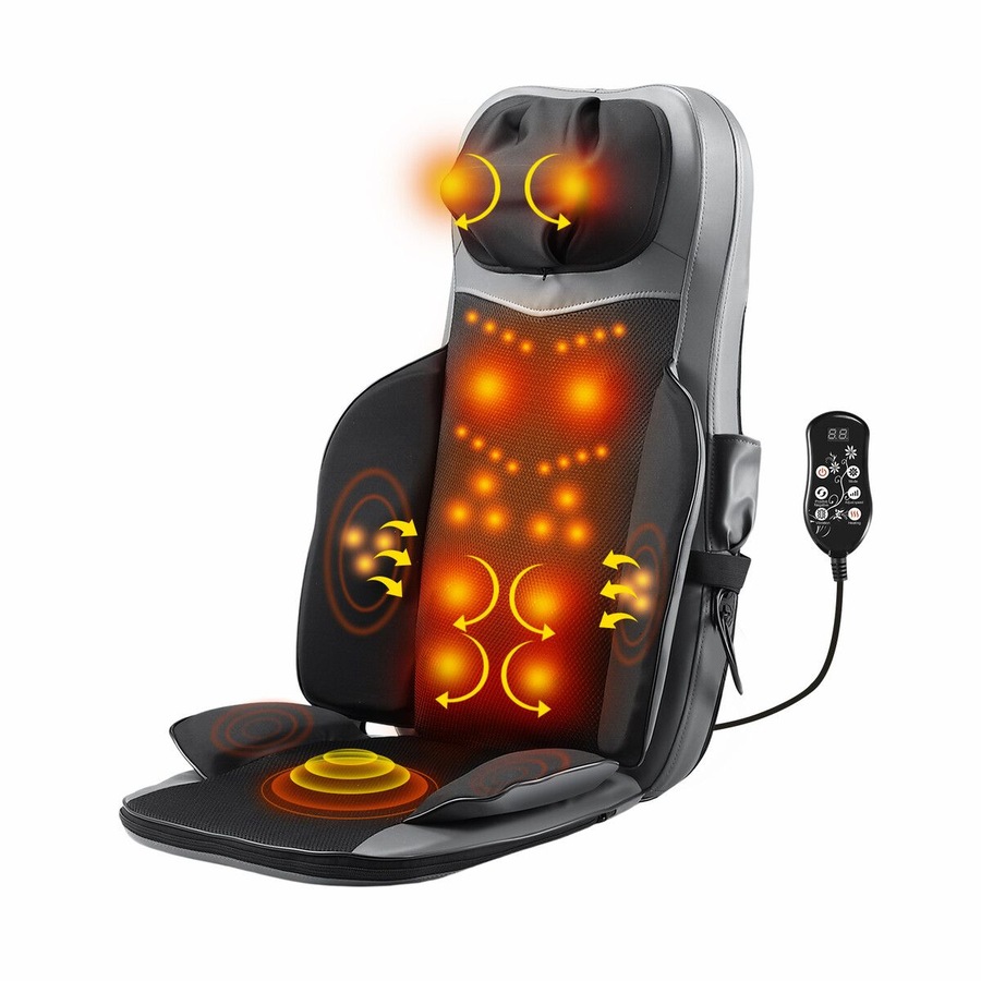Full Body Massage Cushion Chair Shiatsu Back Neck Massaging Pad Seat Heat Vibration Rolling Kneading with Foot Massager Remote Pillow Homasa