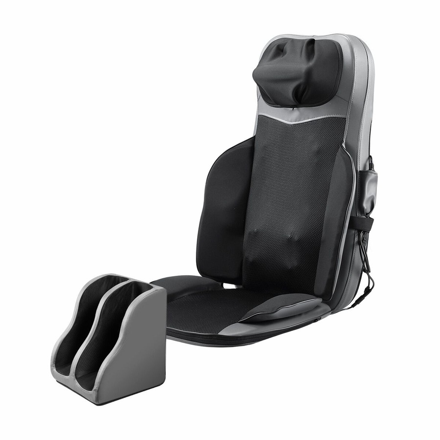 Full Body Massage Cushion Shiatsu Back Neck Massaging Chair Seat Pad Kneading Rolling Vibration Heat with Foot Massager Remote Pillow Homasa