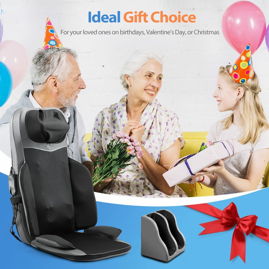 Full Body Massage Cushion Shiatsu Back Neck Massaging Chair Seat Pad Kneading Rolling Vibration Heat with Foot Massager Remote Pillow Homasa