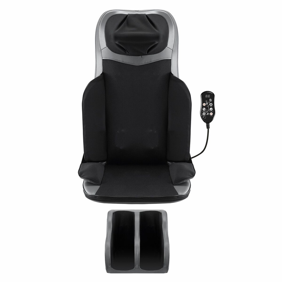 Full Body Massage Cushion Shiatsu Back Neck Massaging Chair Seat Pad Kneading Rolling Vibration Heat with Foot Massager Remote Pillow Homasa