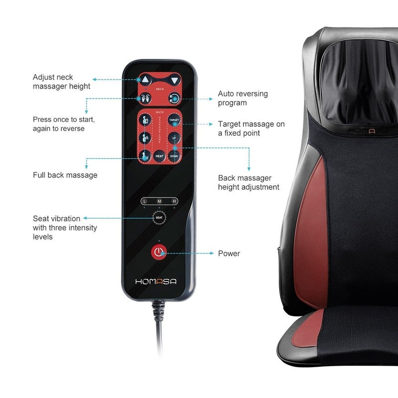 Buy NAIPO Massage Seat Back Neck Massager Shiatsu Cushion Chair Heat  Vibration - MyDeal
