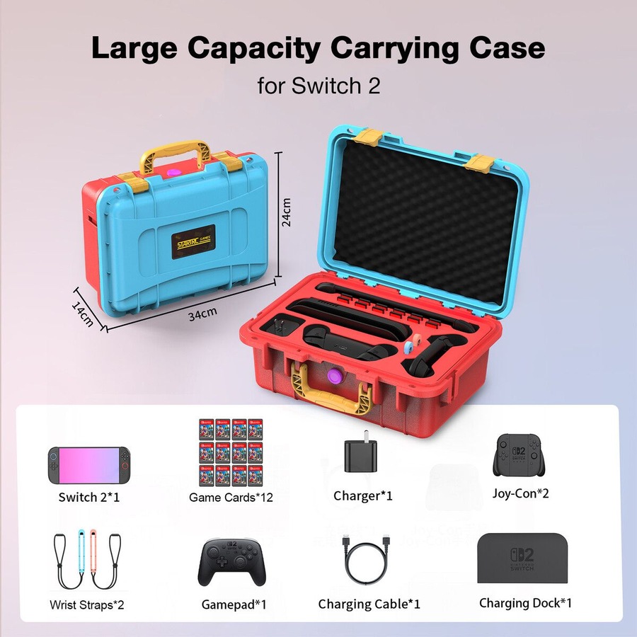 Game Storage Case Container for Nintendo Switch 2 Controller Joy Con Wrist Strap Cards Charging Accessories Portable Hard Shell Carry Travel Organiser